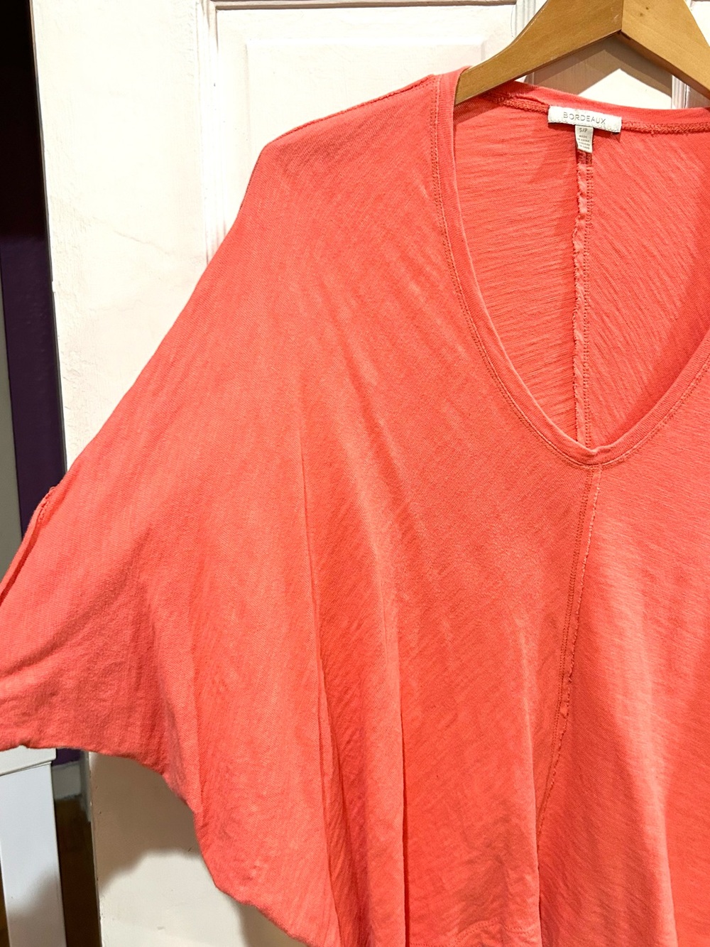 Anthropologie Bordeaux Noelie Coral Dolman Top Casual Relaxed Cotton Size S - Picture 6 of 7